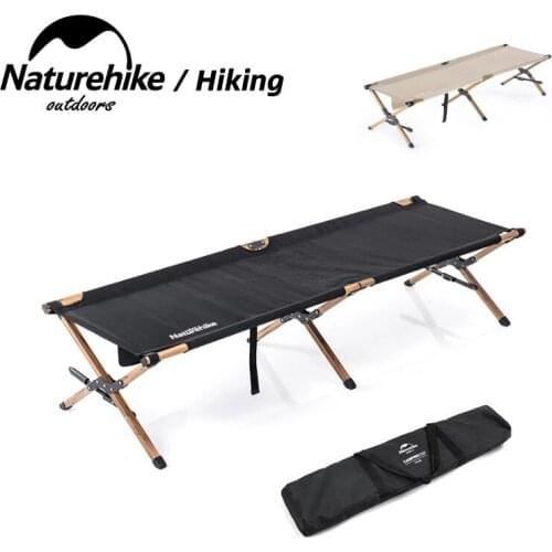Naturehike Folding Camping Cot Camping Bed Ultralight Portable Bearing 150KG Outdoor Bed Wood Grain Aluminium Alloy NH19X003-C