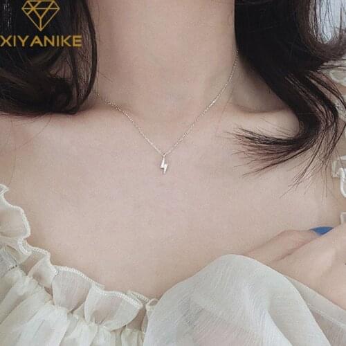 XIYANIKE 925 Sterling Silver Wedding Necklace for Women Creative Lightning Design Clavicle Chain Jewelry Party Accessories Gifts