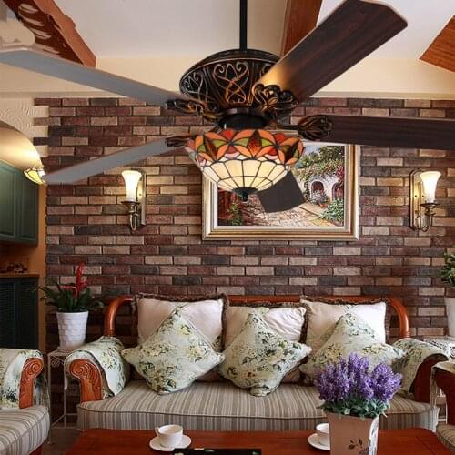 LED Ceiling Fan Light Tiffany Fan Light Jane Ceiling Fan Light Wooden Leaf Living Room Decoration Ceiling Fans with Lights
