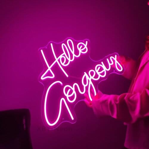 Custom Hello Gorgeous Wedding Party Neon Sign Flex Led Neon Light Sign Neon Sign Bride Party Yard Garden Store Room Decoration