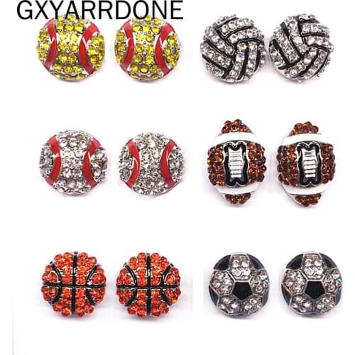10Pairs Post Earring Studs Sofball Baseball Skating Rhinestone Crystal Bling Girls