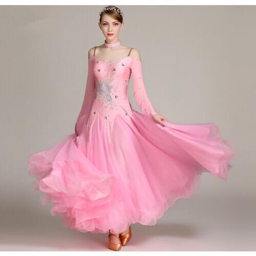 Women modern dance dress ballroom dance clothes standard ball dance performance costumes girls fairy waltz diamonds dress S7019