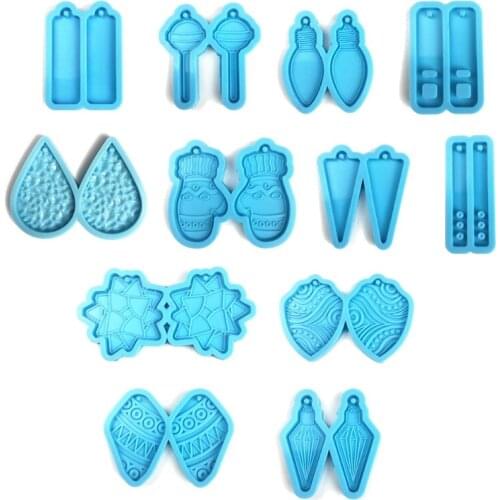 12 Styles Earrings Pendant Making Mold Earrings Epoxy Resin Casting Silicone Molds Jewelry Making Tools Resin Craft Tool