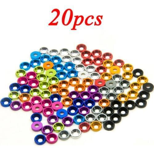 Free Shipping 20PCS M3 Colorful Countersink Gasket 3mm Aluminum Alloy Cup Shape Washers For M3 Screw 3mm Screw Spacers