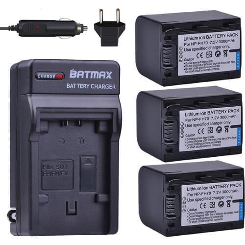 3Pcs NP-FH70 NP FH70 NPFH70 Camera Battery + Charger Kits for Sony FH100 A230 A330 A290 A380 Alpha DSLR DSC-HX1 HX100 HX100V