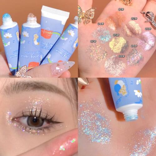 8 Colors Eyeshadow Liquid Diamond Liquid Eyeshadow Highlight Pink Blue Gold Shimmer Powder Brighten Face Makeup Liquid Cosmetic