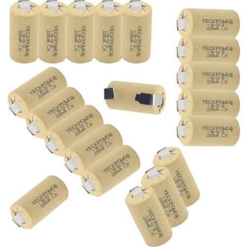 Akkus 20 pcs 2200mAh NICD sub C battery1.2V SC batteries rechargeable for power tools for makita for emergency lighting for B&D