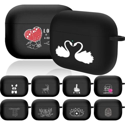 Wireless Bluetooth Earphone Cases for Apple AirPods Pro Anti-fall White Image Printing Pattern Charging Box Headphone Cover Case