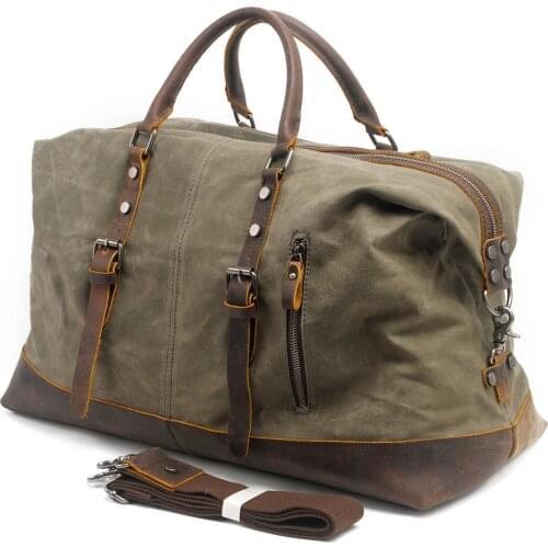 Large Capacity Travel Bag For Men Multifunction Casual Shoulder Bag Vintage Canvas Leather Crossbody Bag Outdoor Luggage Handbag