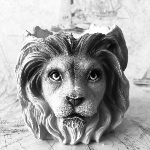 Big 3D Animal Lion Silicone Molds for Concrete Flower Pot Planter Making DIY Expoy Resin Craft Vase Plaster Clay Mould