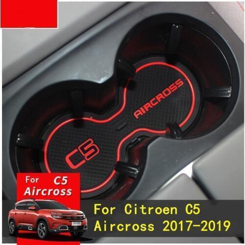For Citroen C5 Aircross 2017 2018 2019 3D Rubber Mat Door Slot Pad Cup Cushion Groove Mat Lnterior Anti Slip Mat Car Accessories