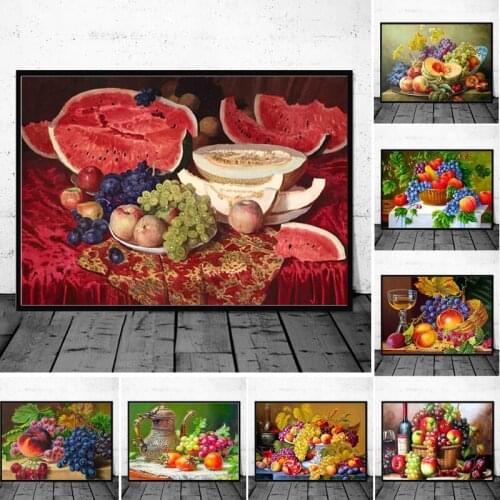Modern Grape Apple Canvas Painting Fruit Kitchen Restaurant Posters and Prints Wall Art Pictures for Living Room Home Decoration