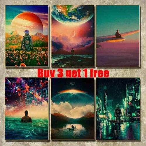 Astronaut Space Dreaming Printed Painting Pictures Vintage Posters and Prints Wall Art Sticker for Living Room Home Bar Decor