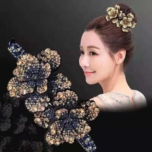Crystal Rhinestone Hair Claws for Women Flower Hair Clips Barrettes Crab Ponytail Holder Hairpins Bands Hair Accessories