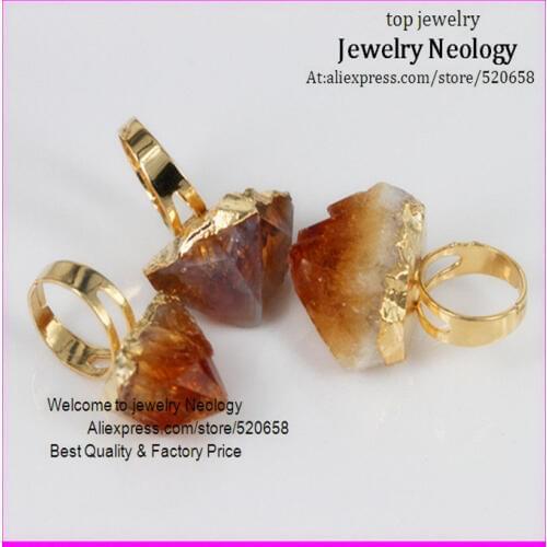 Hot Sale Brand Name Stone Natural Druzy Quartz Finger Rings Irregular Size Freedom Shape Top Quality Brazil Women Wedding Rings