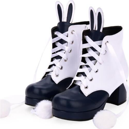 Angelic imprint Sweet High Heels Princess Lolita Mid-Calf Boots Splicing patterns Rabbit ears decoration boots Size 35-46 901