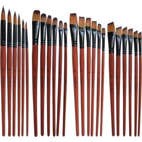 Painting Craft Nylon Hair By Number Pen Brushes Artist Paint Brushes Set 6 Pcs Brown Acrylic Oil Watercolour Art Model Paint
