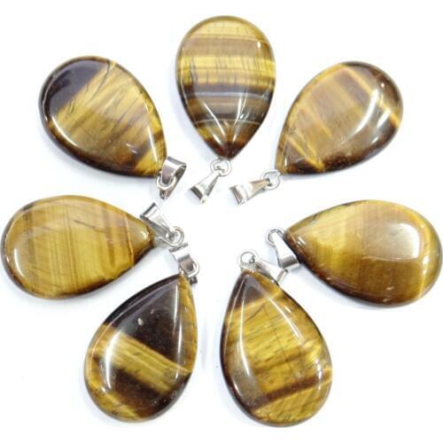 Natural stone Quartz Crystal Turquoises opal tiger eye Water droplets pendant for diy jewelry making necklace Accessories12pcs