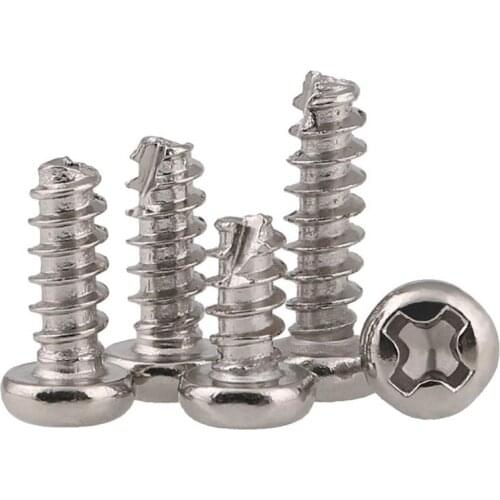 Round Head Screws Nickel / Zinc Plated Self Tapping Phillips Pan Screw M2 2.3-3