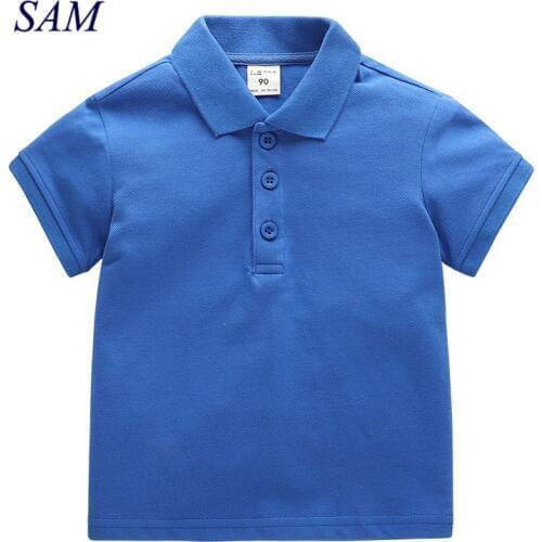 2018 summer new baby boys polo shirt childrens lapel solid short sleeve tops cotton shirt for kids