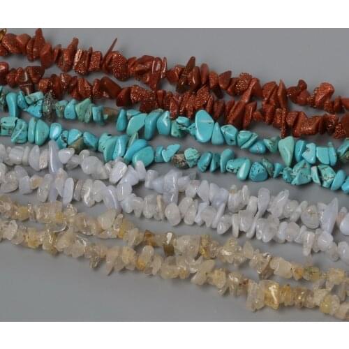 New Coming! 3-5mm Natural Stone Chip Beads Strand 34" : Gold Moon Stone Blue Selectable Materials for Necklace