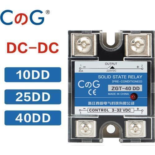 CG SSR-10DD 25DD 40DD 200A 600A SSR Single Phase DC Control DC Heat Sink 3-32VDC To 220VDC 600V 10A 25A 40A DD Solid State Relay