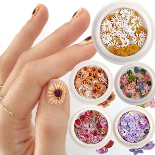 50pcs/box Nail Art Color mixed small Daisy Flower rose ultra-thin wood pulp patch DIY nail art jewelry nail art decoration