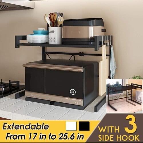 Microwave Oven Rack Multifunctional Microwave Stand 43cm-65cm Telescopic Kitchen Storage Shelf for Home Dishwasher Printer Rack