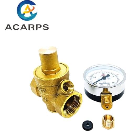 1/2" High Quality Adjustable Water Reducing Valve Female Thread Brass Pressure Gauge Regulator Valves With Gauge Meter