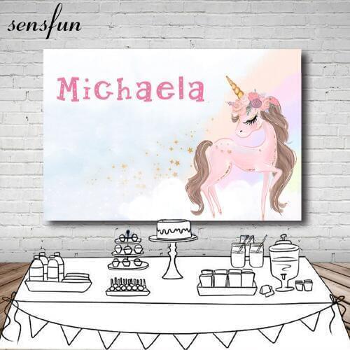 Sensfun Pink Unicorn Party Photography Backdrop Children Newborn Baby Shower Birthday Party Backgrounds For Photo Studio Vinyl