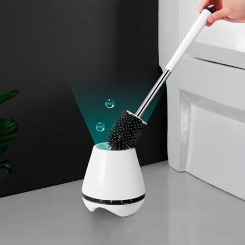 Silicone TPR Toilet Brush Household Floor-standing Cleaning Brush With Base Long Handle Cleaning Tool For Toilet