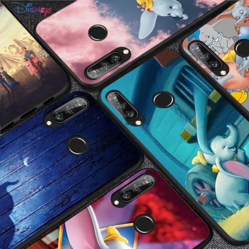 Silicone Cover Cute Disney Dumbo For Huawei P50 P40 P30 P20 Pro P10 P9 P8 Lite E Plus 2017 2016 5G Black Phone Case