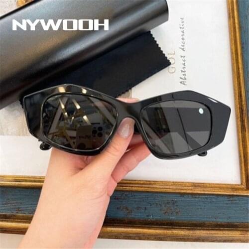 NYWOOH 2021 Cat Eye Sunglasses Women Luxury Designer Irregular Small Sun Glasses Men Vintage Wide Leg Design Hip-hop Eyewear