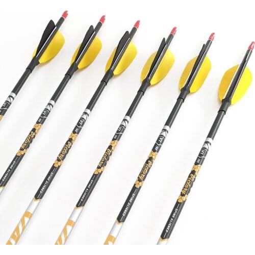 Spine350-900 Archery Hunting Carbon Arrows with 3 Inch Turkey Feather ID4.2mm Shaft Nocks for Compound Recurve Bow Longbow