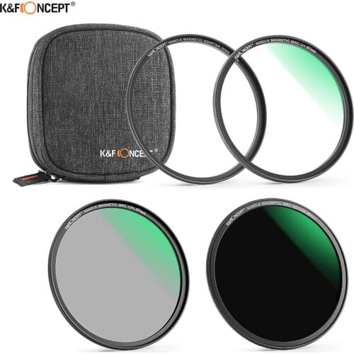 K&F CONCEPT 55/58/62/67/72/77/82mm Ultra Clear Magnetic Filter(UV+CPL+ND1000 Filter) Waterproof Adapter Ring for DSLR camera Len