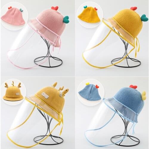 Infant baby hat anti-droplet protective cap childrens warm hat detachable face mask baby isolation cap newborn girl boy hat