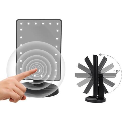 22 LED Lights Makeup Mirror Table Desktop Countertop Bright Adjustable Batteries Use Tools 180 Rotation Touch Screen Mirror