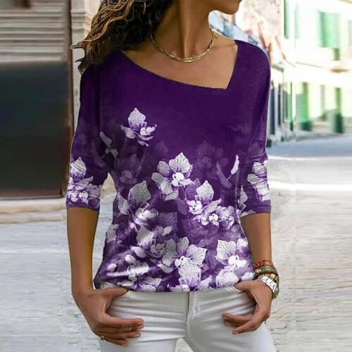 Women Casual Slim Blouse 2021 Autumn Fashion Long Sleeve V Neck Floral Printed Pullover Ladies Office Shirts Vintage Elegant Top