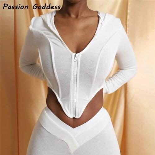 Women 2 Piece Irregular Tracksuits Skinny Set Long Sleeve Zipper Hoodies Crop Shirts Pants Leggings Suits Joggers Two Piece Sets