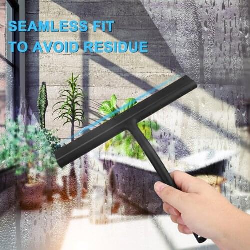 Glass Wiper Hook Dusche Rakel Fenster New Durable With Hole In The Handle 1PCS Stainless Steel Black Reiniger Mit Silikon Klinge