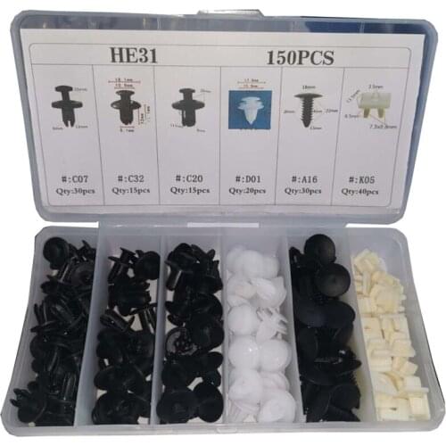 150pcs Auto Fastener Clip Car Body Fender Push Retainer Pin Rivet Bumper Door Trim Panel Retainer Fastener Kit Car Accessories