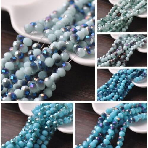 #2 Plated Colors Rondelle Faceted Czech Crystal Glass 4mm 6mm 8mm Loose Spacer Beads for Jewelry Making DIY