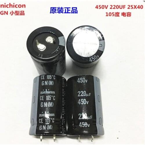 2PCS/10PCS 220uf 450v Nichicon GN 25x40mm 450V220uF Snap-in PSU Capacitor