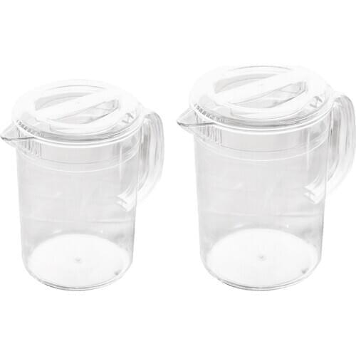 2 Pack Acrylic Pitcher for Water Tea Lemonade Beverage Storage 1.5L 2L