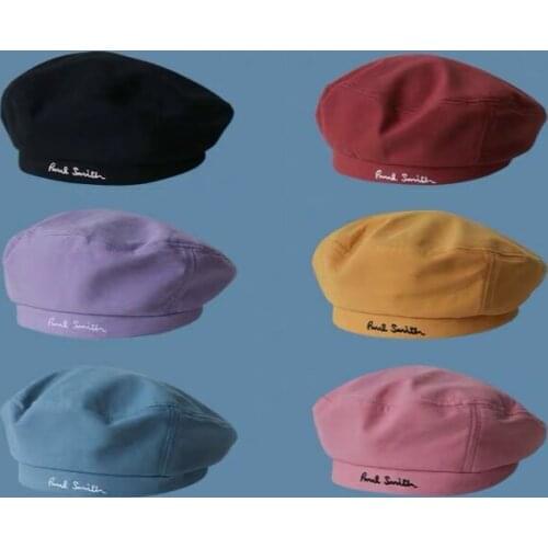 2021New Women Hat Cotton Beret Embroidered Letters Octagonal Hats For Women Painter Cap Flat Top Beret Gorro Purple Autumn