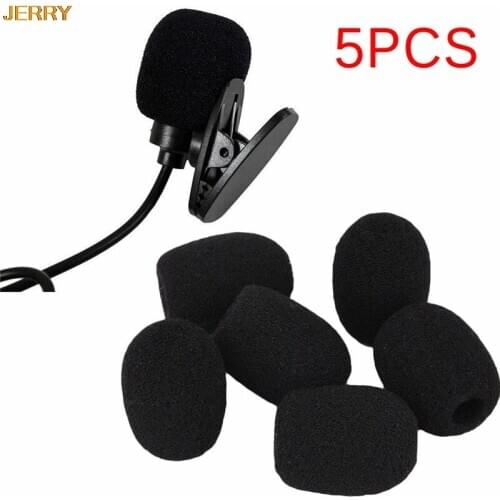 5pcs Headset Microphone Foam Earphone Mic Grill Windshield Sponge Foam Pads Cover Black Mic Cover