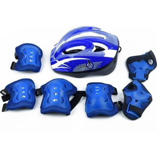 7 Pcs Kid Child Roller Skating Bike Helmet Knee Wrist Guard Elbow Pad Set For 5-15 Kids Helmet Elbow Knee And Wrist Pad Set