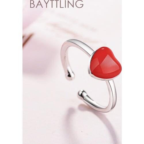 BAYTTLING Hot Selling 925 Sterling Silver Romantic Heart Open Ring For Woman Fashion Wedding Party Gift Jewelry Ring