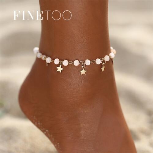 Bohemian Gold Color Star Anklets For Woman Vintage Handmade Tassel Beads Anklet Ankle Bracelet Leg Foot Bracelet Beach Jewelry