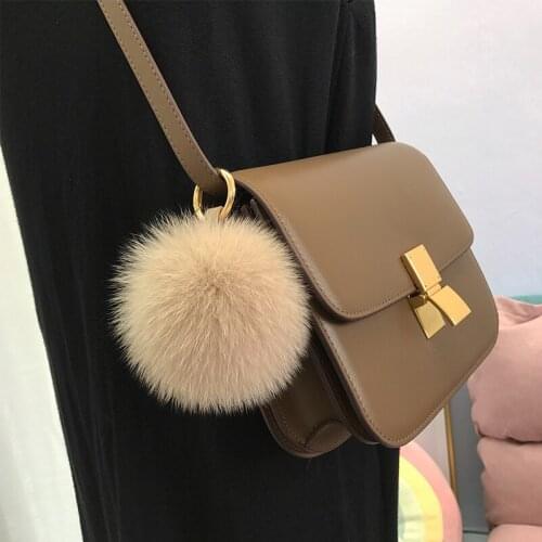 Keyring Women Fox Fur Ball Keychain Fluffy Handbag Pendants Car-Accessories Woman Fashion Pendant